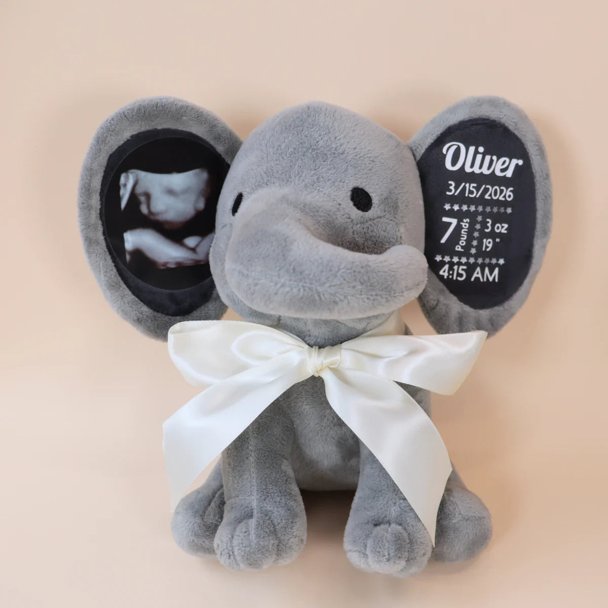Personalized Photo and Birth Stats Elephant