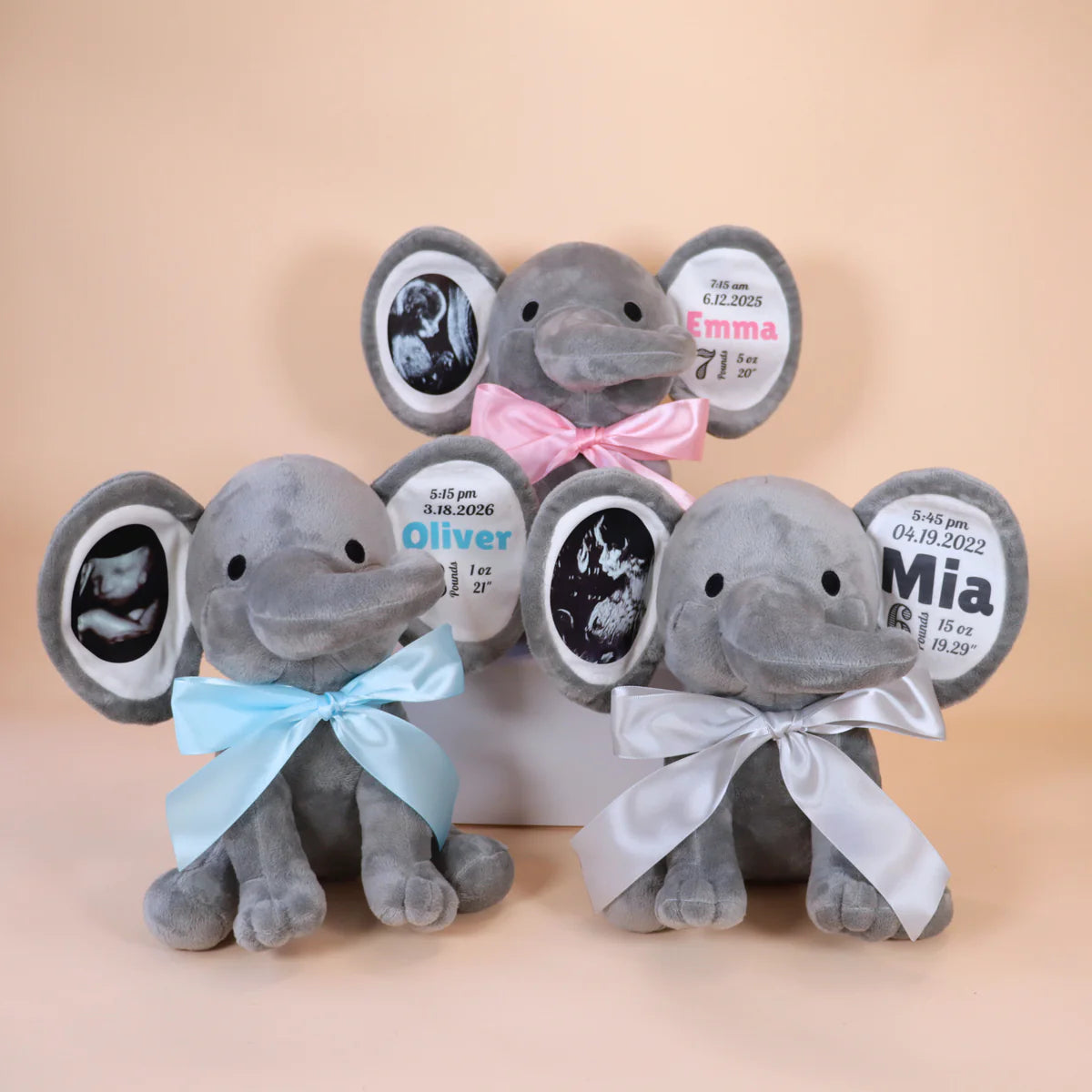 Personalized Photo and Birth Stats Elephant